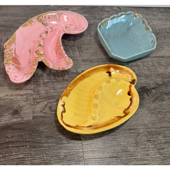 Lot Of (3) Vintage MCM Ceramic Ashtrays Lane & Co. California Pottery Atomic - Picture 2 of 16